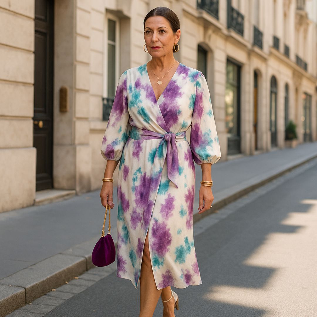 Callie | Elegantné fialové šaty s véčkovým výstrihom